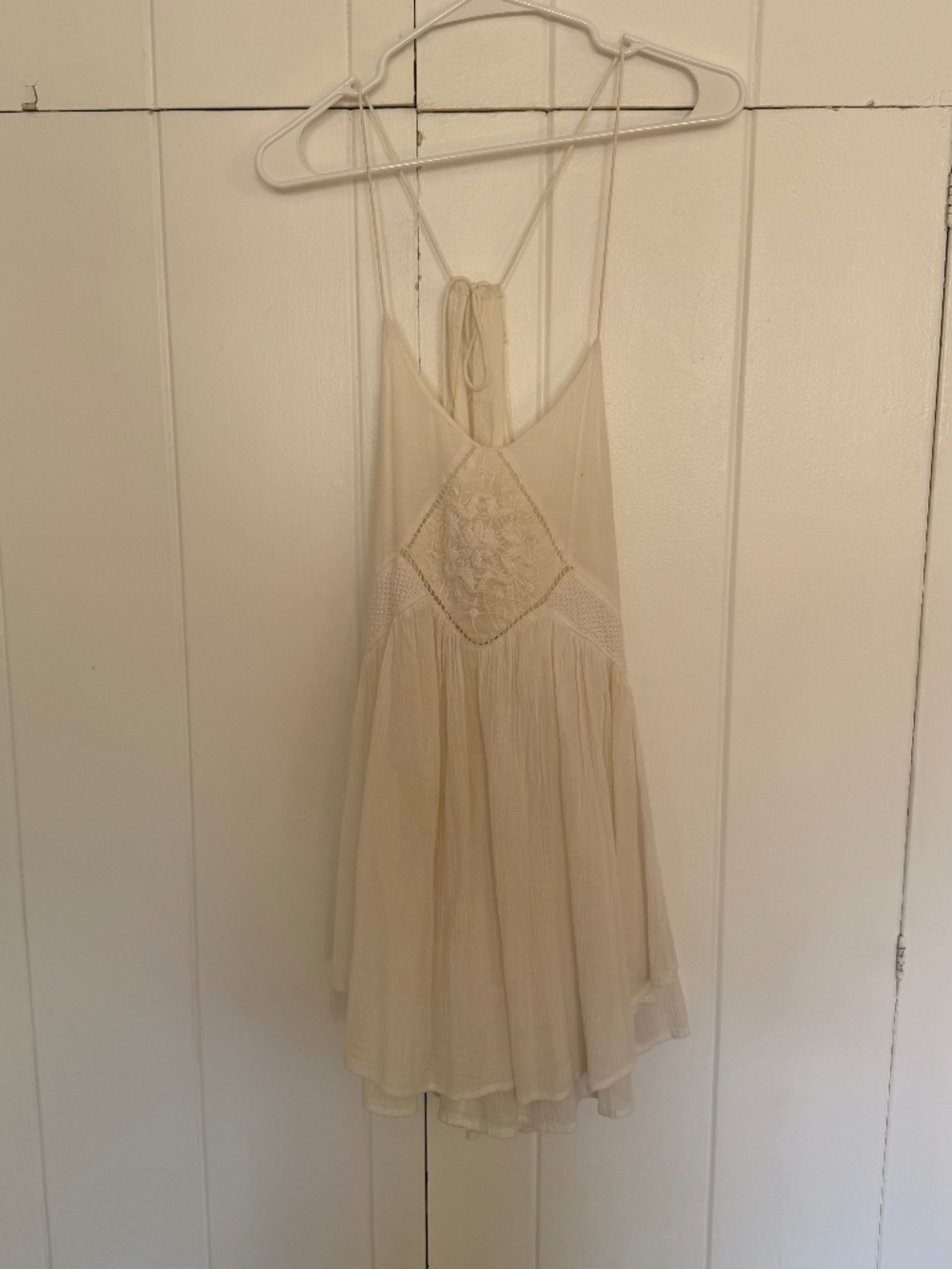 Cream Lace Boho Mini Dress